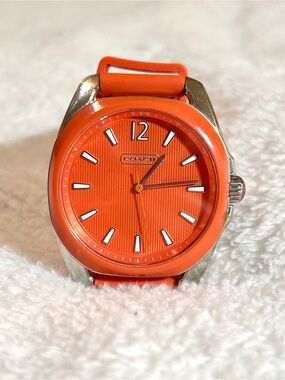 Coach Women's Orange Dial Silicone Strap Watch